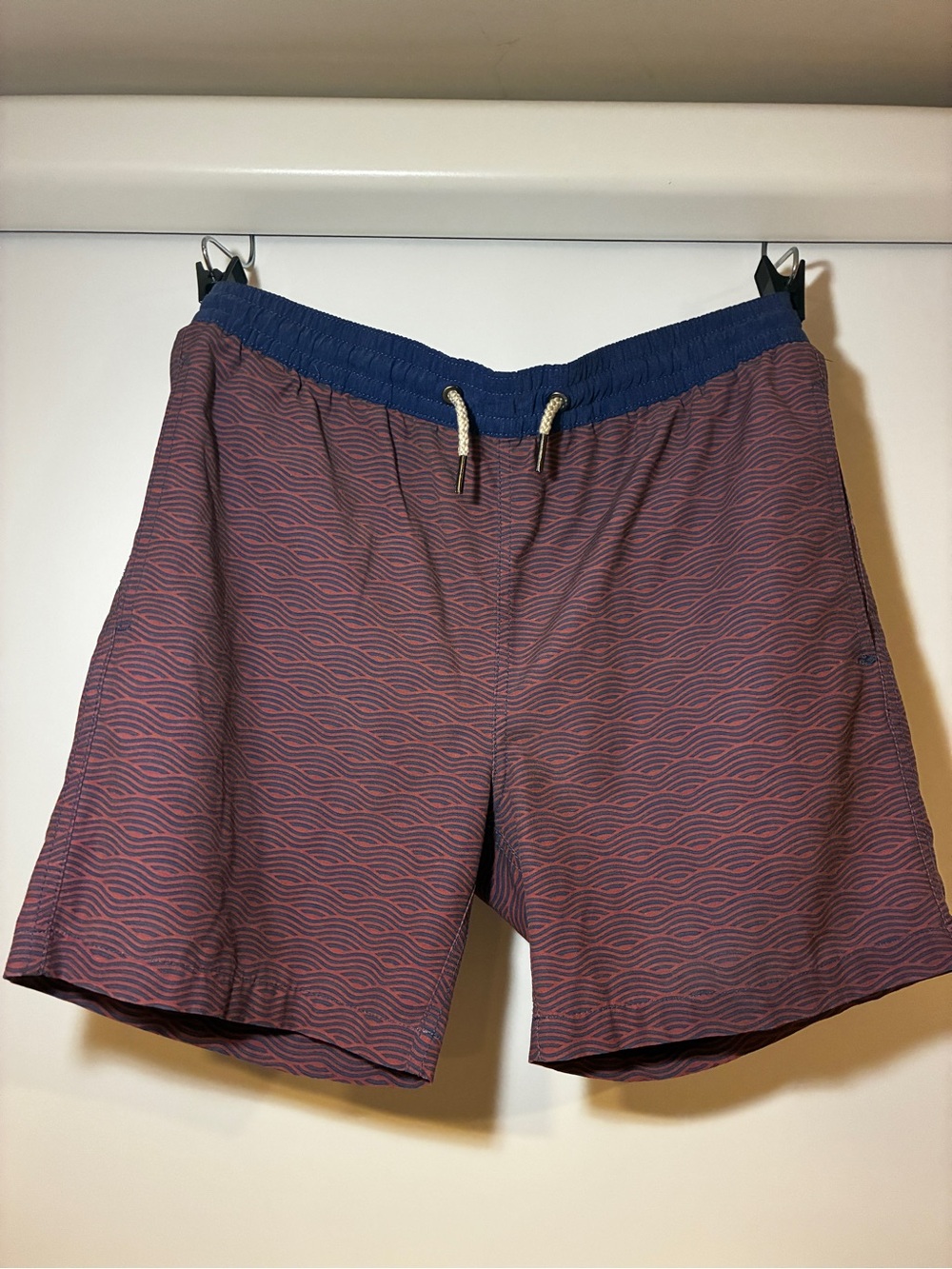 Fair Harbor Two-Tone Blue and Red Swim Shorts with Comfort Liner